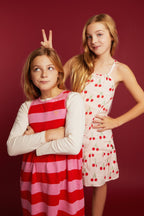 Linen Cherry Strappy Kid Dress Dresses La Vie Bien Linen Cherry Strappy Kid Dress