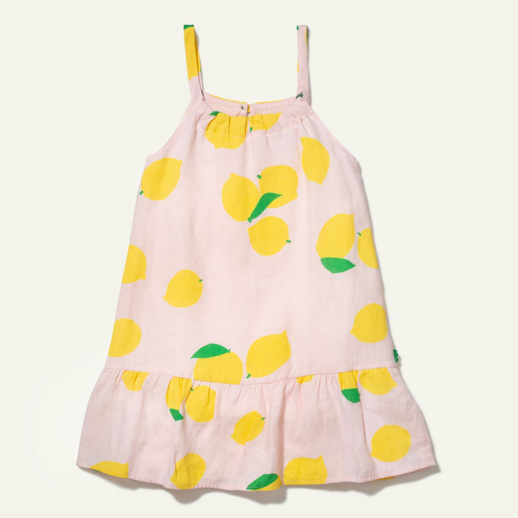 Linen Lemon Strappy Kid Dress Dresses La Vie Bien Linen Lemon Strappy Kid Dress