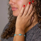 Linked Blue Turquoise and Sterling Silver Bracelet by Barse Jewelry