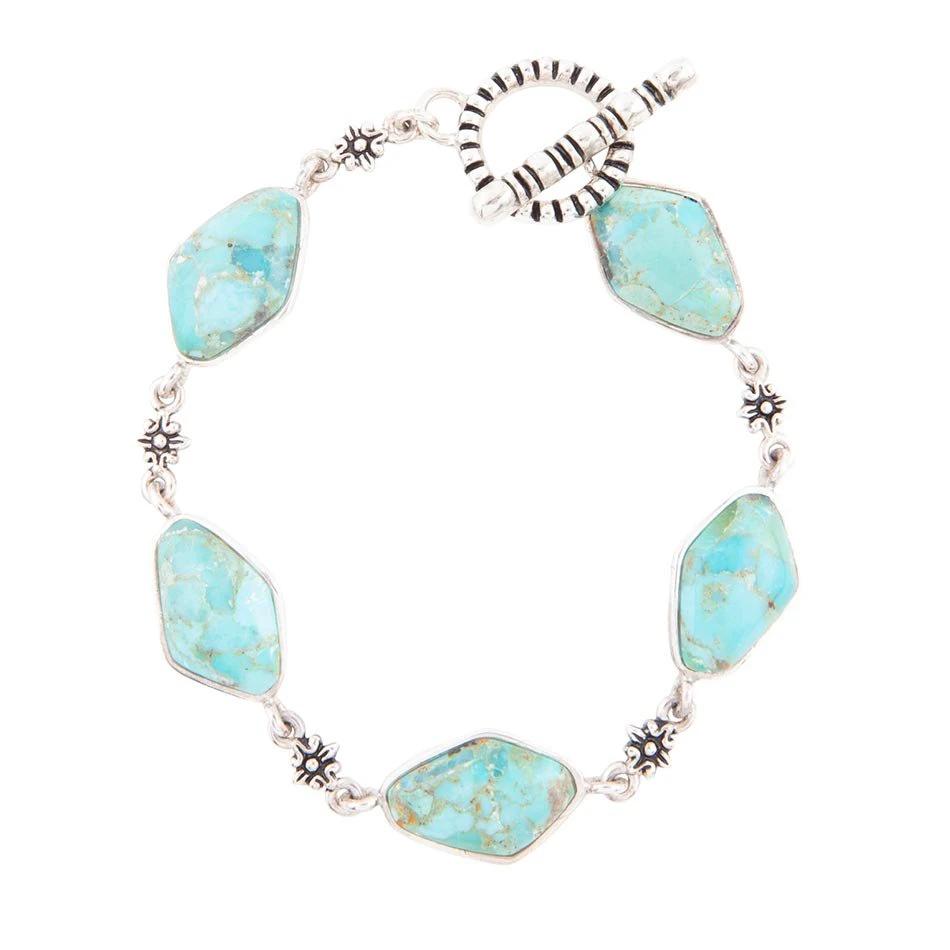 Linked Blue Turquoise and Sterling Silver Bracelet by Barse Jewelry