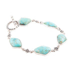 Linked Blue Turquoise and Sterling Silver Bracelet by Barse Jewelry