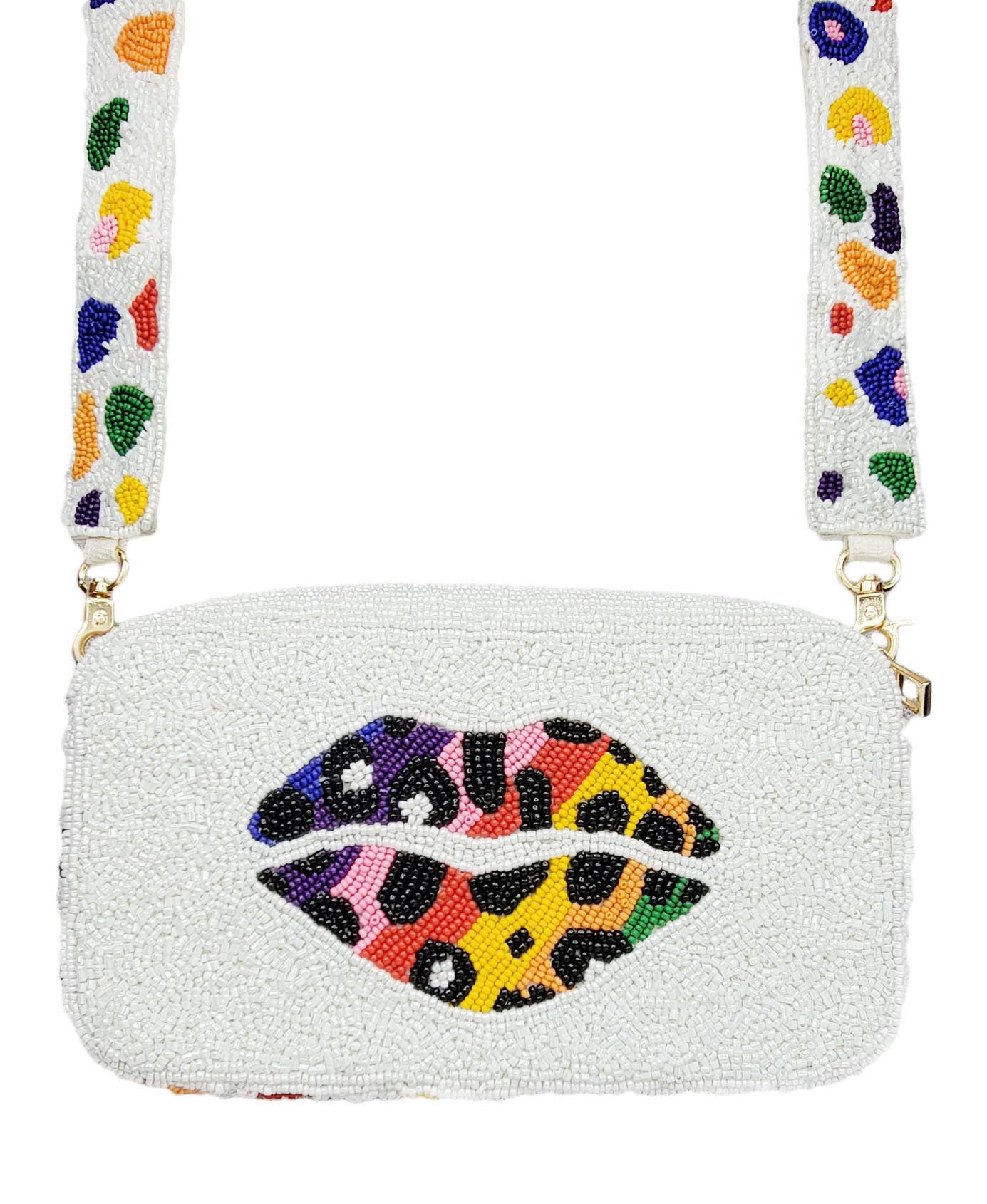 LIP ANIMAL PRINT BEADED CAMERA BAG Accessories La Vie Bien LIP ANIMAL PRINT BEADED CAMERA BAG