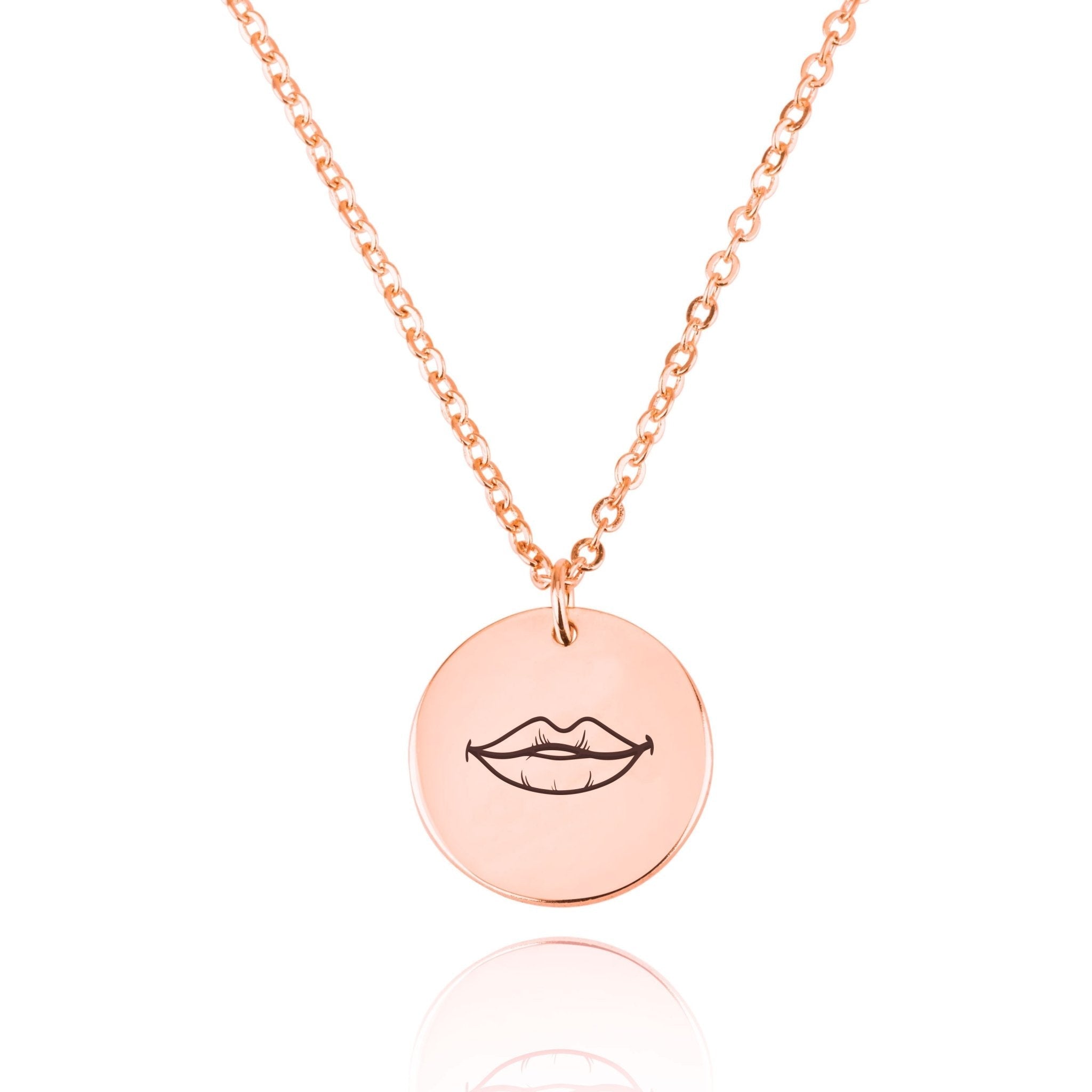 Lips Engraving Disc Necklace La Vie Bien Lips Engraving Disc Necklace