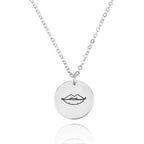 Lips Engraving Disc Necklace La Vie Bien Lips Engraving Disc Necklace