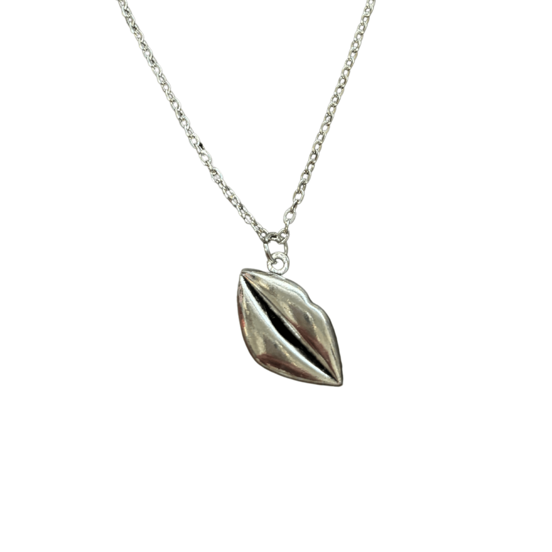 Lips Pendant Necklace in Silver | Kiss Print Charm on Chain Jewelry La Vie Bien Lips Pendant Necklace in Silver | Kiss Print Charm on Chain