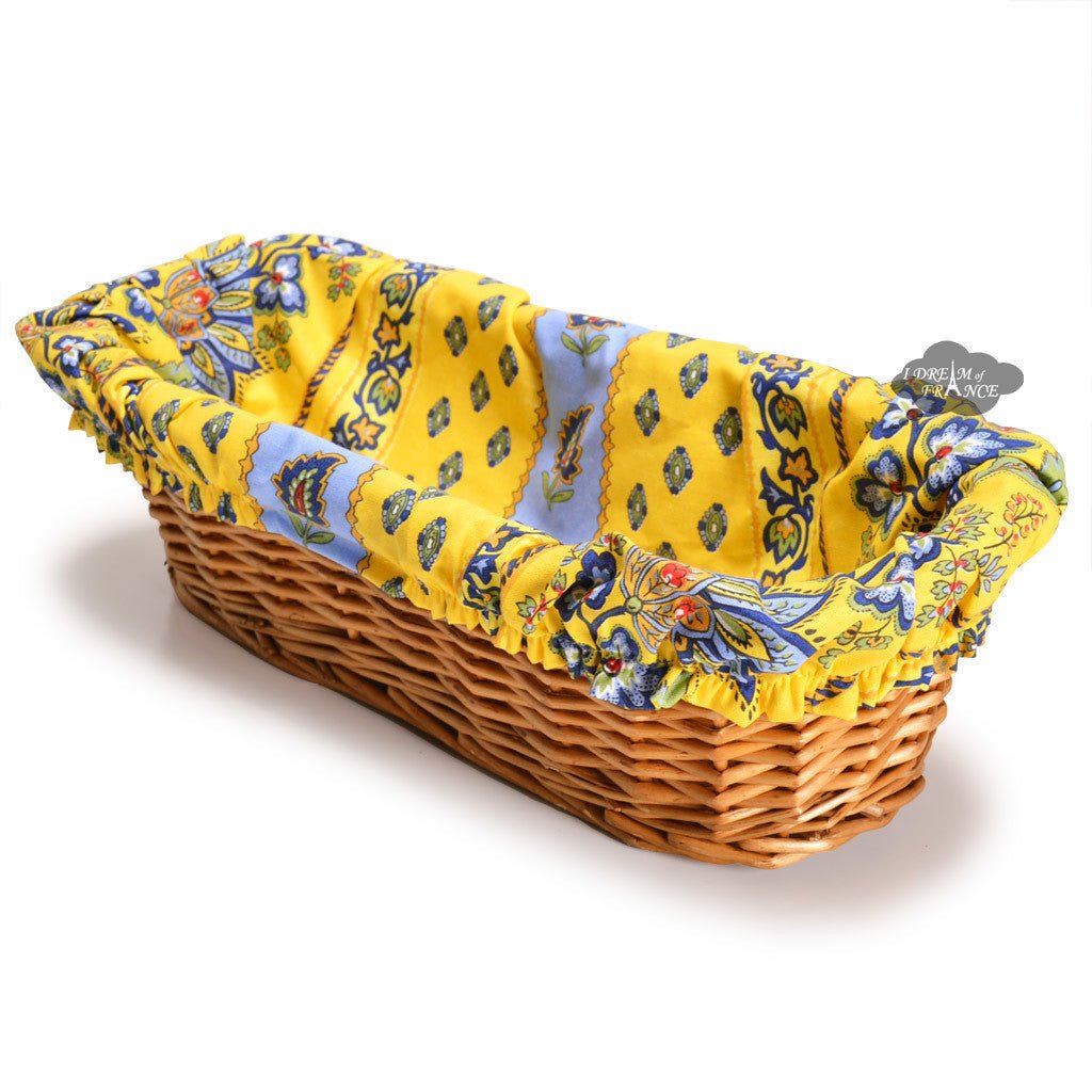 Lisa yellow French Baguette Basket with Removable Liner by Le Cluny Bread basket La Vie Bien Lisa yellow French Baguette Basket with Removable Liner by Le Cluny