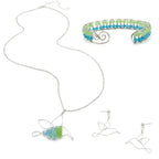 Little Bird green and blue crystal and silver cuff bracelet by Alegria Accessories Inc