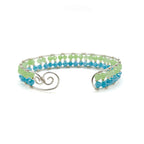 Little Bird green and blue crystal and silver cuff bracelet by Alegria Accessories Inc