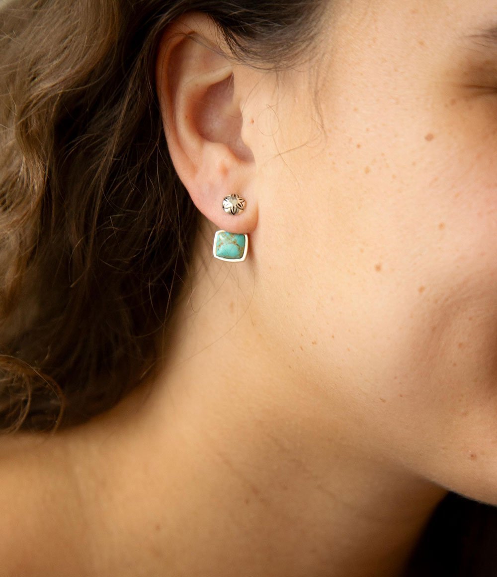 Little Bits Blue Turquoise Post Sterling Silver Earrings Earrings La Vie Bien Little Bits Blue Turquoise Post Sterling Silver Earrings