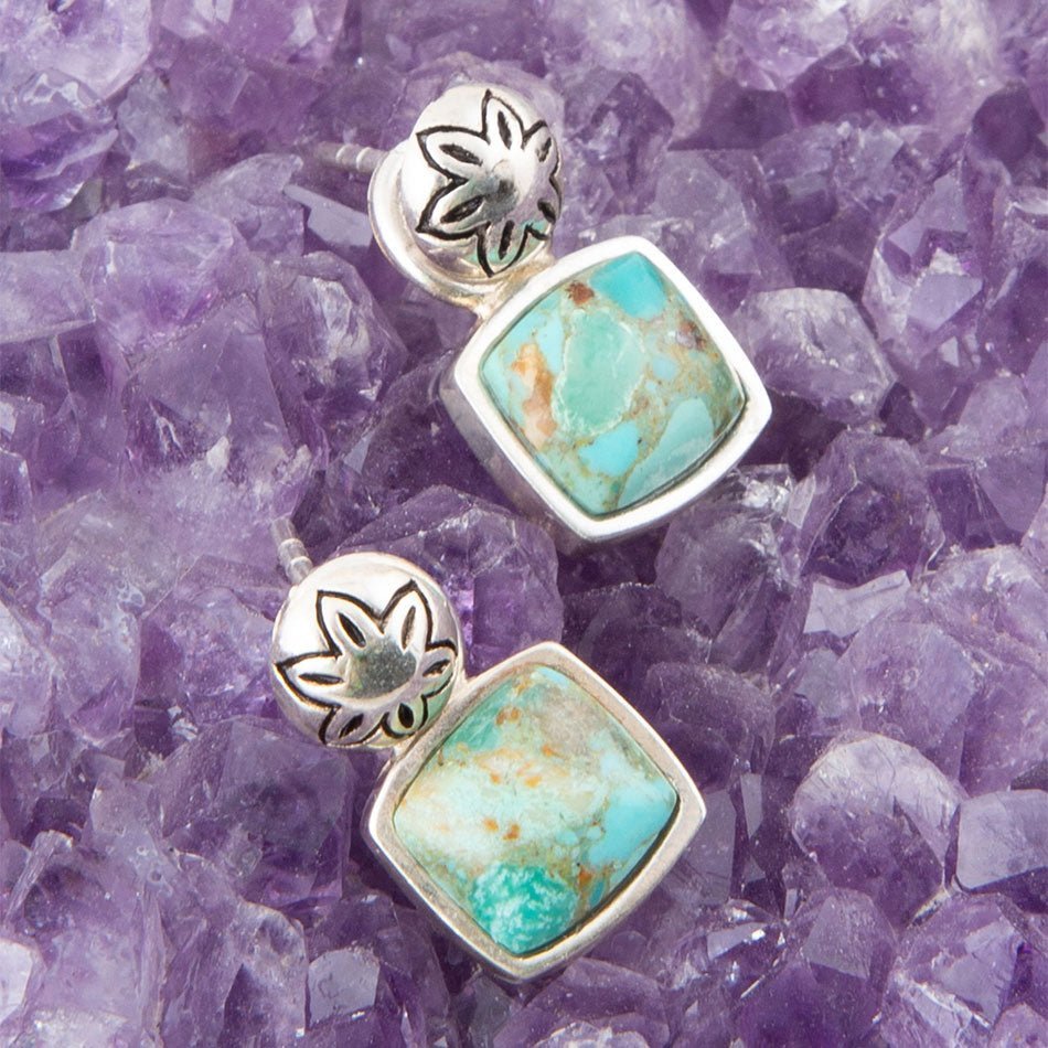 Little Bits Blue Turquoise Post Sterling Silver Earrings Earrings La Vie Bien Little Bits Blue Turquoise Post Sterling Silver Earrings