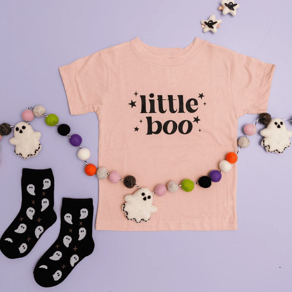 Little Boo toddler and youth tee shirt, Halloween collection by Benny and Ray Apparel