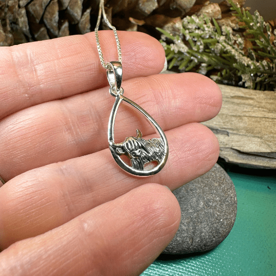 Little Hamish Highland Cow Necklace in Sterling Silver Pendant La Vie Bien Little Hamish Highland Cow Necklace in Sterling Silver