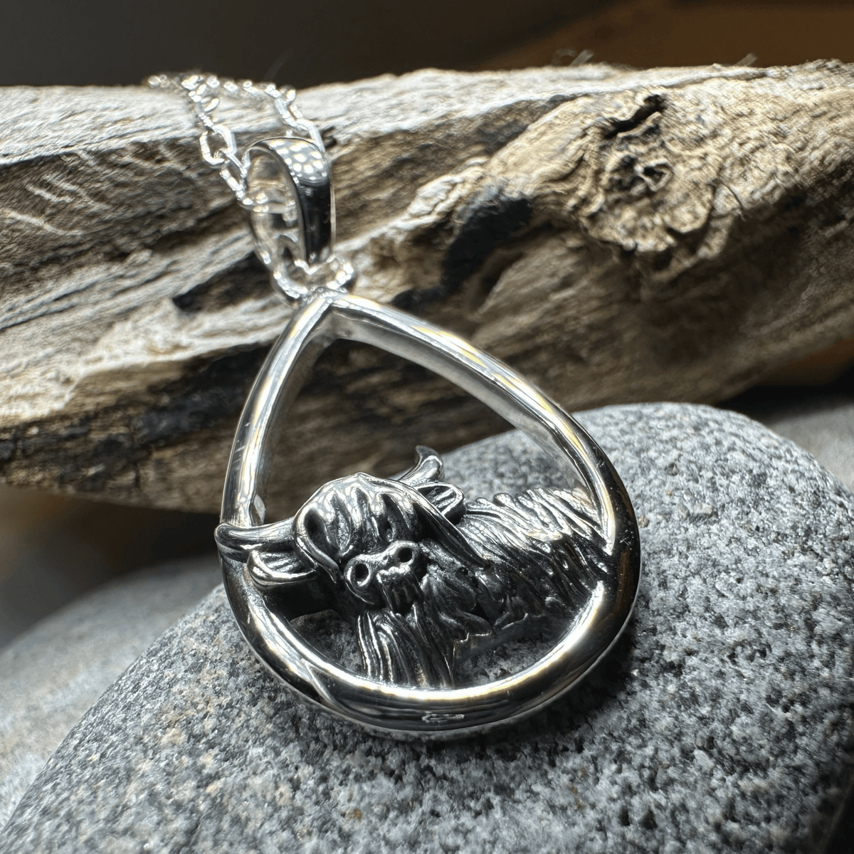 Little Hamish Highland Cow Necklace in Sterling Silver Pendant La Vie Bien Little Hamish Highland Cow Necklace in Sterling Silver
