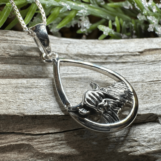 Little Hamish Highland Cow Necklace in Sterling Silver Pendant La Vie Bien Little Hamish Highland Cow Necklace in Sterling Silver