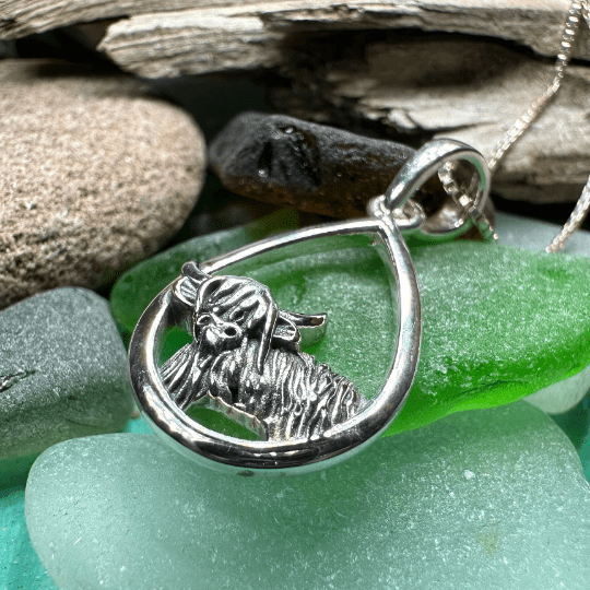 Little Hamish Highland Cow Necklace in Sterling Silver Pendant La Vie Bien Little Hamish Highland Cow Necklace in Sterling Silver