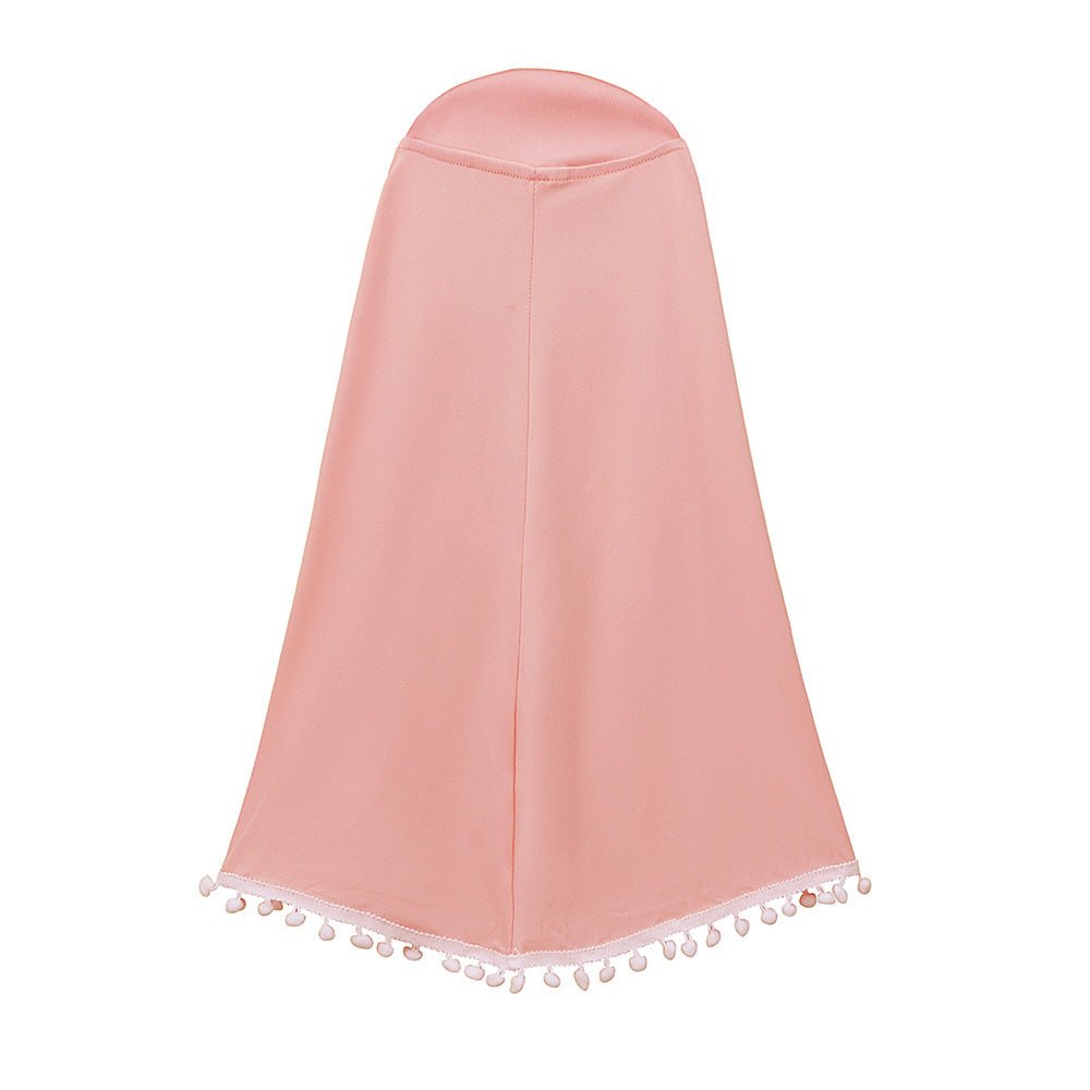 Little Muslimah Girls Dress & Hijab Set with Pom-Pom Trim (MKG028) La Vie Bien Little Muslimah Girls Dress & Hijab Set with Pom-Pom Trim (MKG028)