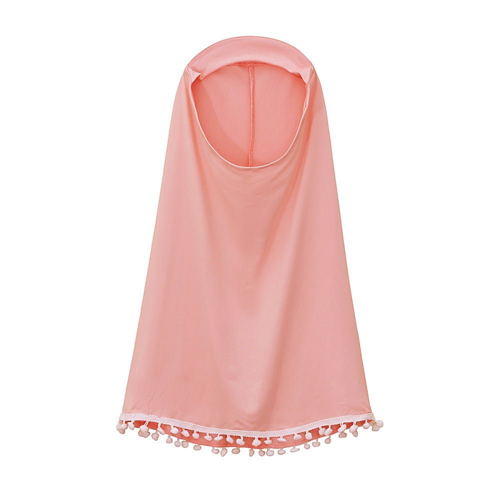 Little Muslimah Girls Dress & Hijab Set with Pom-Pom Trim (MKG028) La Vie Bien Little Muslimah Girls Dress & Hijab Set with Pom-Pom Trim (MKG028)