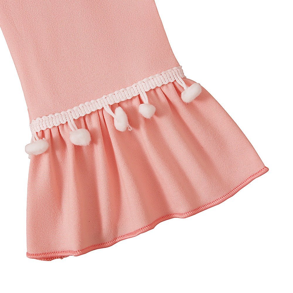 Little Muslimah Girls Dress & Hijab Set with Pom-Pom Trim (MKG028) La Vie Bien Little Muslimah Girls Dress & Hijab Set with Pom-Pom Trim (MKG028)