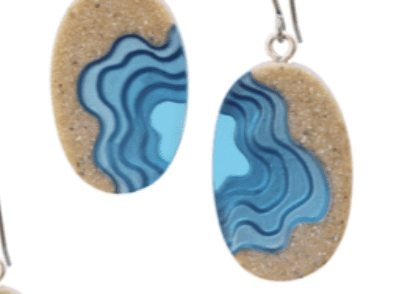 Littoral Oval Earrings – Aqua & Ultramarine Resin Coastal Drops La Vie Bien Littoral Oval Earrings – Aqua & Ultramarine Resin Coastal Drops
