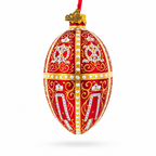 1896 Twelve Monograms in Red Royal Egg Glass Ornament 4 Inches