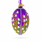 1898 Lilies Of The Valley In Purple Royal Egg Glass Ornament 4 Inches