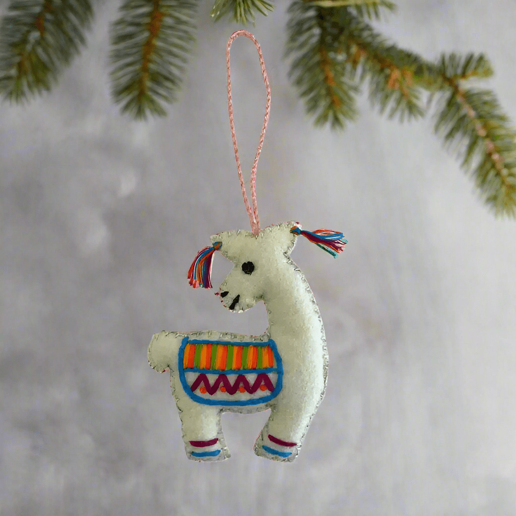Llama Felted Embroidered Wool Handmade Ornament - Mexico Decor La Vie Bien Llama Felted Embroidered Wool Handmade Ornament - Mexico