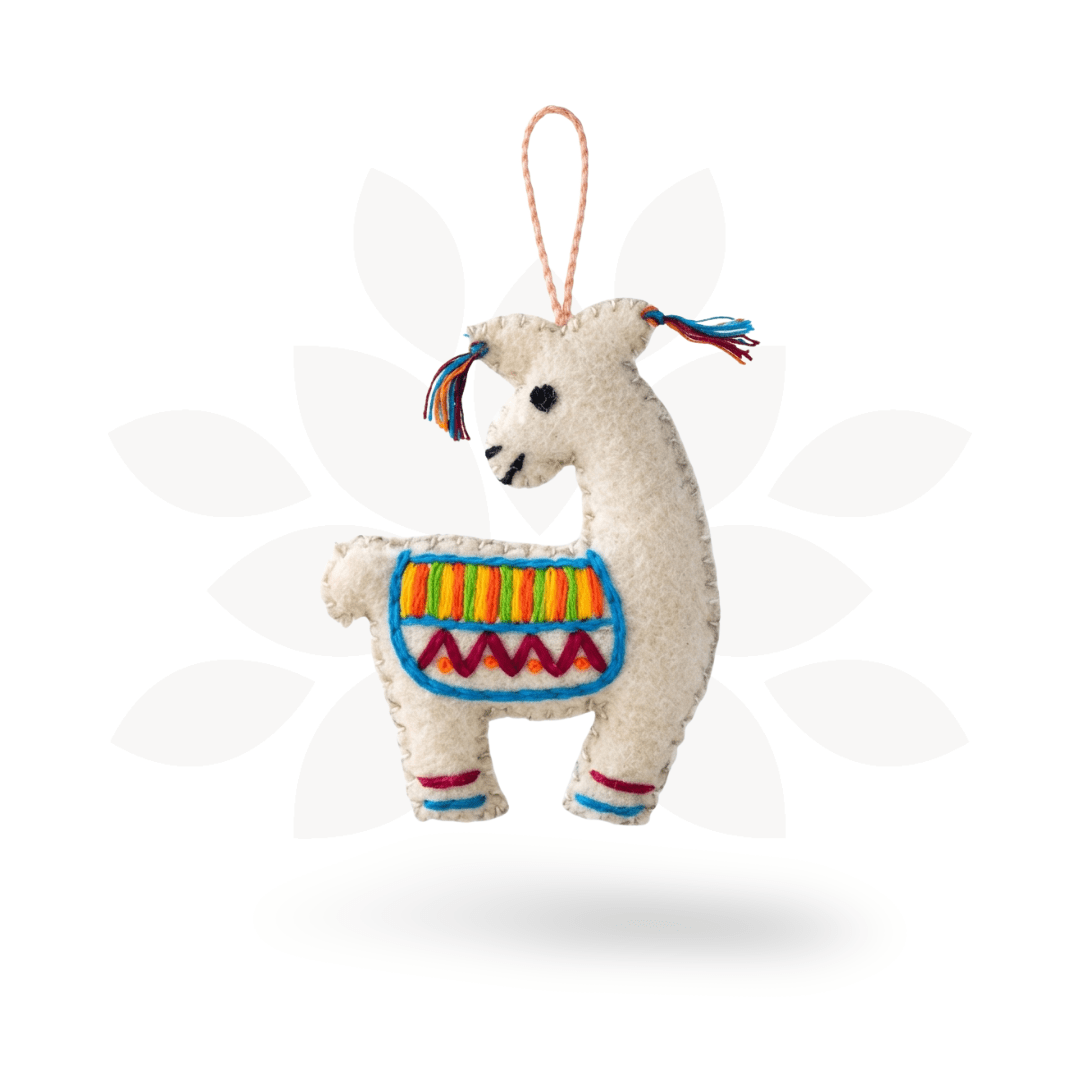 Llama Felted Embroidered Wool Handmade Ornament - Mexico Decor La Vie Bien Llama Felted Embroidered Wool Handmade Ornament - Mexico