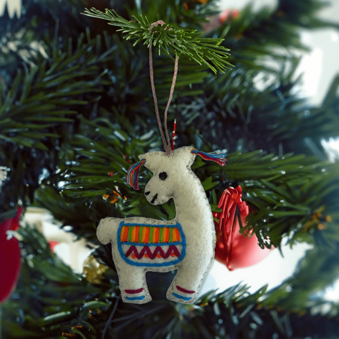 Llama Felted Embroidered Wool Handmade Ornament - Mexico Decor La Vie Bien Llama Felted Embroidered Wool Handmade Ornament - Mexico