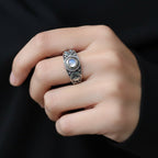 Locasta Crescent Moon & Stars Ring in Sterling Silver ring La Vie Bien Locasta Crescent Moon & Stars Ring in Sterling Silver