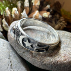 Locasta Crescent Moon & Stars Ring in Sterling Silver ring La Vie Bien Locasta Crescent Moon & Stars Ring in Sterling Silver