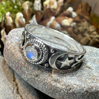 Locasta Crescent Moon & Stars Ring in Sterling Silver ring La Vie Bien Locasta Crescent Moon & Stars Ring in Sterling Silver