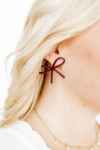 Lola Bow Earrings - Maroon