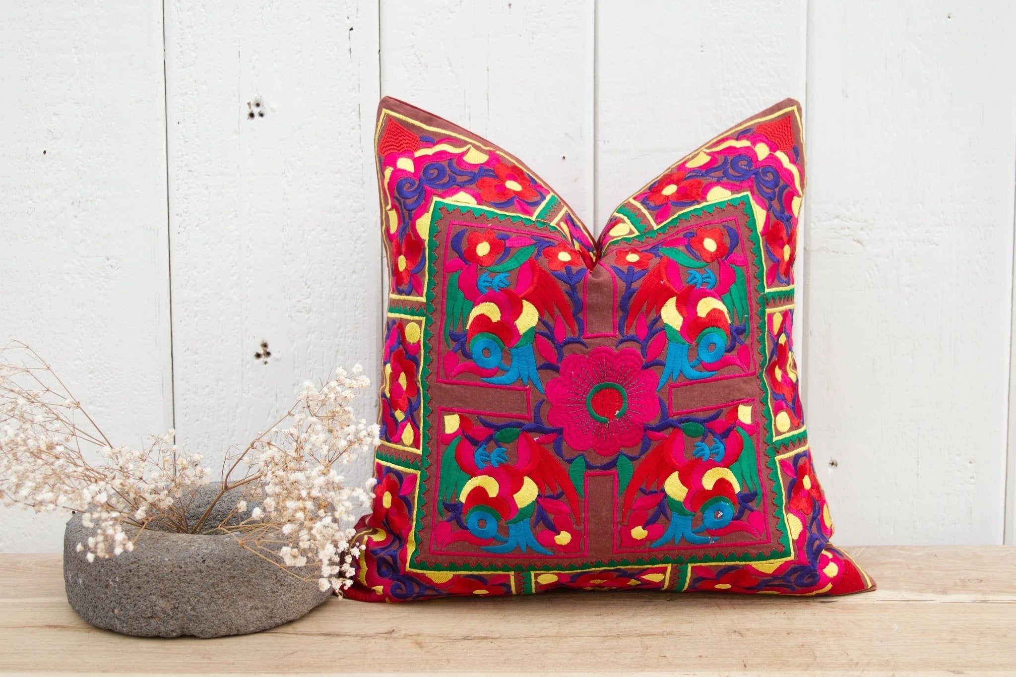 Lola Colorful Alebrije Silk Embroidered Pillow Cover