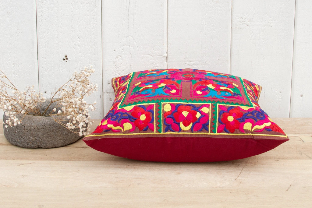 Lola Colorful Alebrije Silk Embroidered Pillow Cover