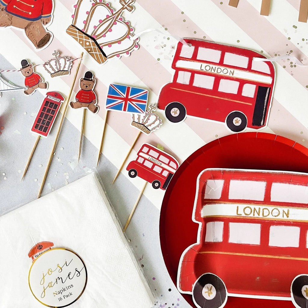 London Bus Shaped Dessert Plate, (8pcs)
