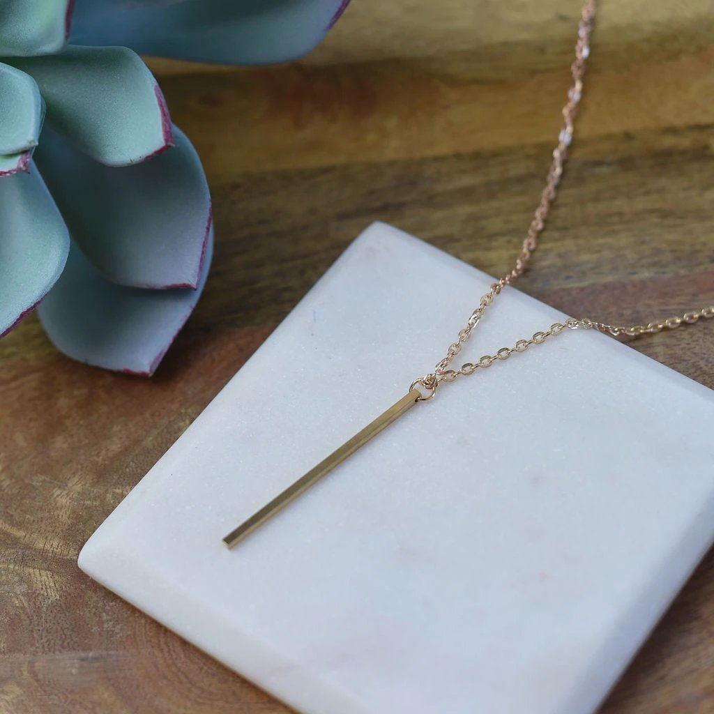 Long Bar Pendant Necklace by Lemons and Limes Boutique