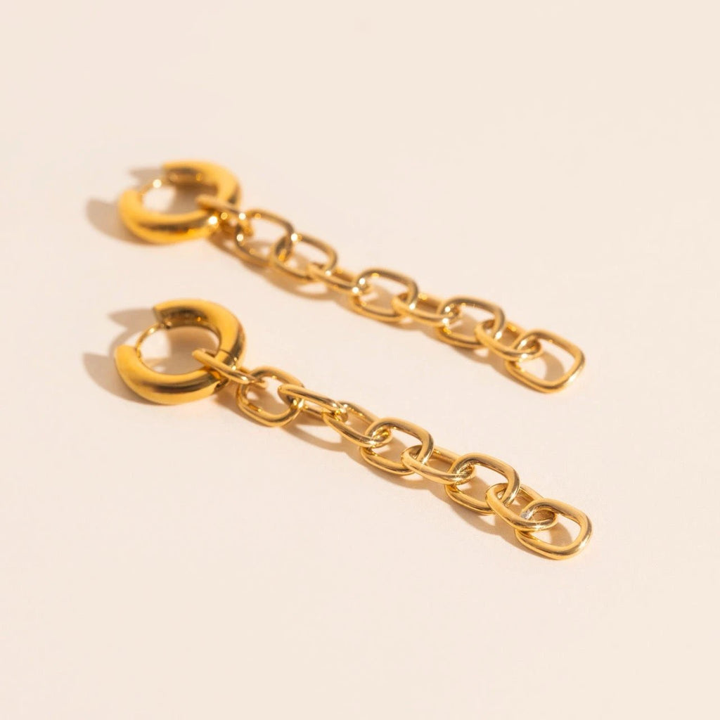 Long Chain Chunky Huggie Hoop Charms by Oh Clementine
