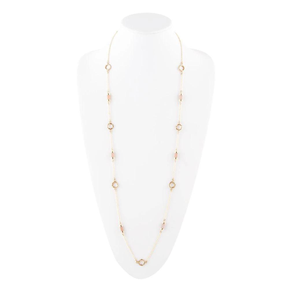 Long Delicate Orange Moonstone and Bronze Necklace by Barse Jewelry