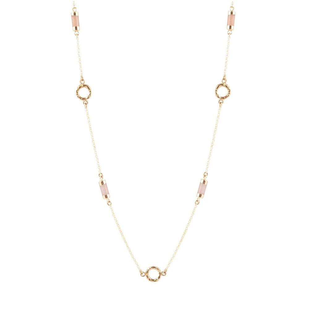 Long Delicate Orange Moonstone and Bronze Necklace by Barse Jewelry