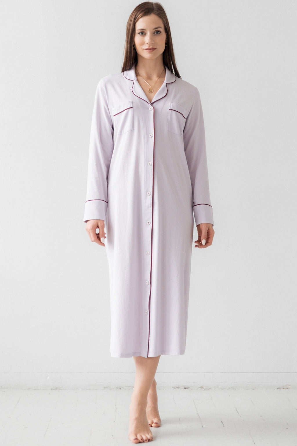 Long Sleep Shirt in Pima Cotton NIGHTSHIRTS La Vie Bien Long Sleep Shirt in Pima Cotton