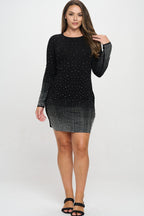 Long Sleeve Rhinestone Dress Dress La Vie Bien Long Sleeve Rhinestone Dress