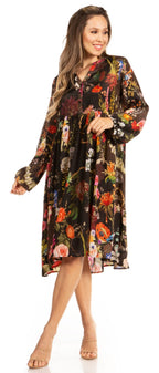 Look Chic in Sakkas Jules Women's Long Sleeve Floral Midi Dress dresses La Vie Bien Look Chic in Sakkas Jules Women's Long Sleeve Floral Midi Dress