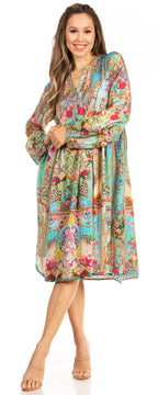 Look Chic in Sakkas Jules Women's Long Sleeve Floral Midi Dress dresses La Vie Bien Look Chic in Sakkas Jules Women's Long Sleeve Floral Midi Dress