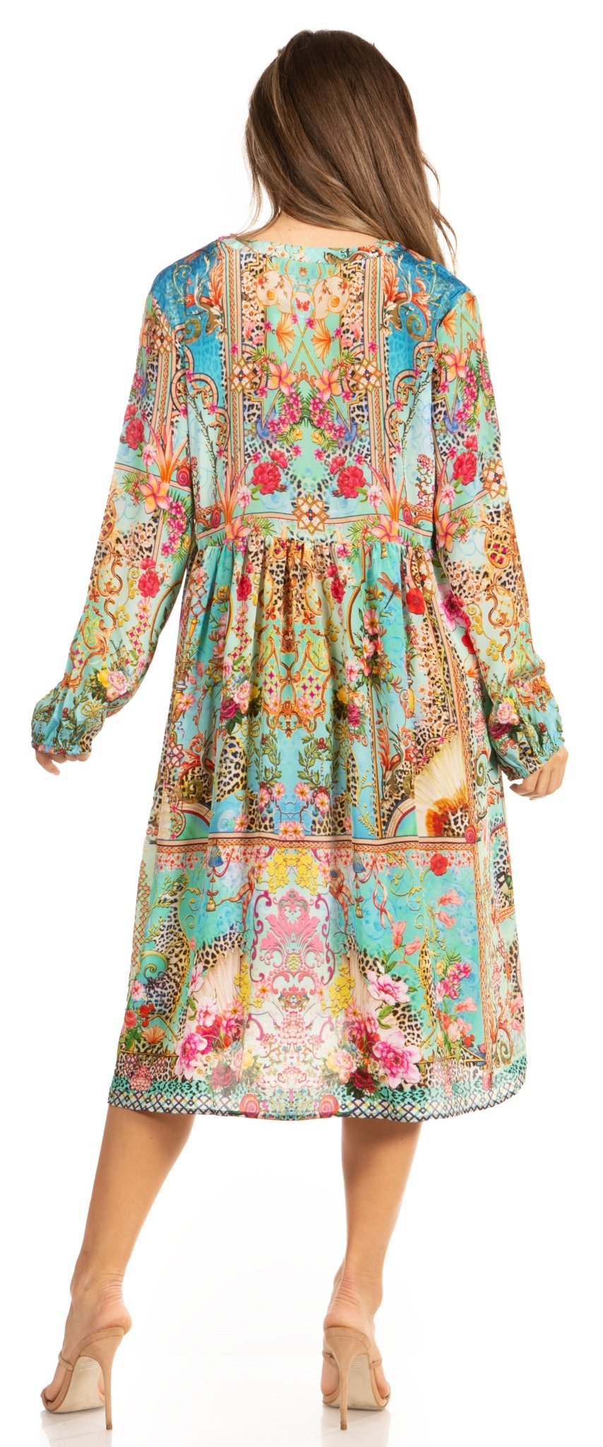 Look Chic in Sakkas Jules Women's Long Sleeve Floral Midi Dress dresses La Vie Bien Look Chic in Sakkas Jules Women's Long Sleeve Floral Midi Dress