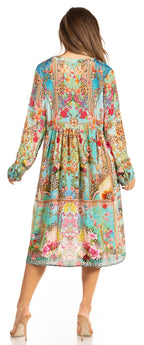 Look Chic in Sakkas Jules Women's Long Sleeve Floral Midi Dress dresses La Vie Bien Look Chic in Sakkas Jules Women's Long Sleeve Floral Midi Dress