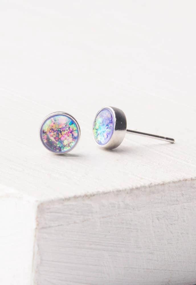 Lora Lavender & Silver Stud Earrings by Ethical Trade Co