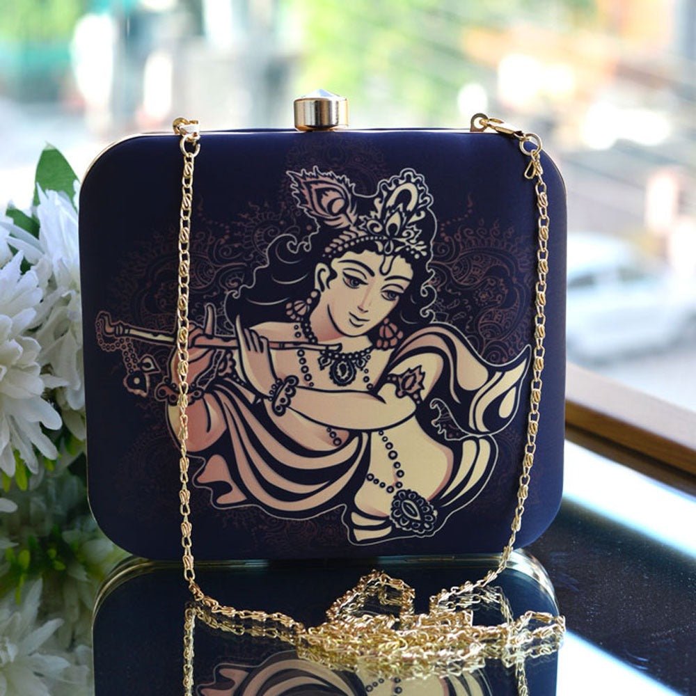 Lord Krishna with Basuri Portrait Clutch Clutch La Vie Bien Lord Krishna with Basuri Portrait Clutch