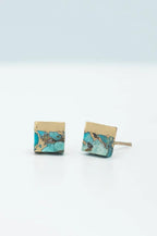 Lorena Square Turquoise Stud Earrings by Ethical Trade Co