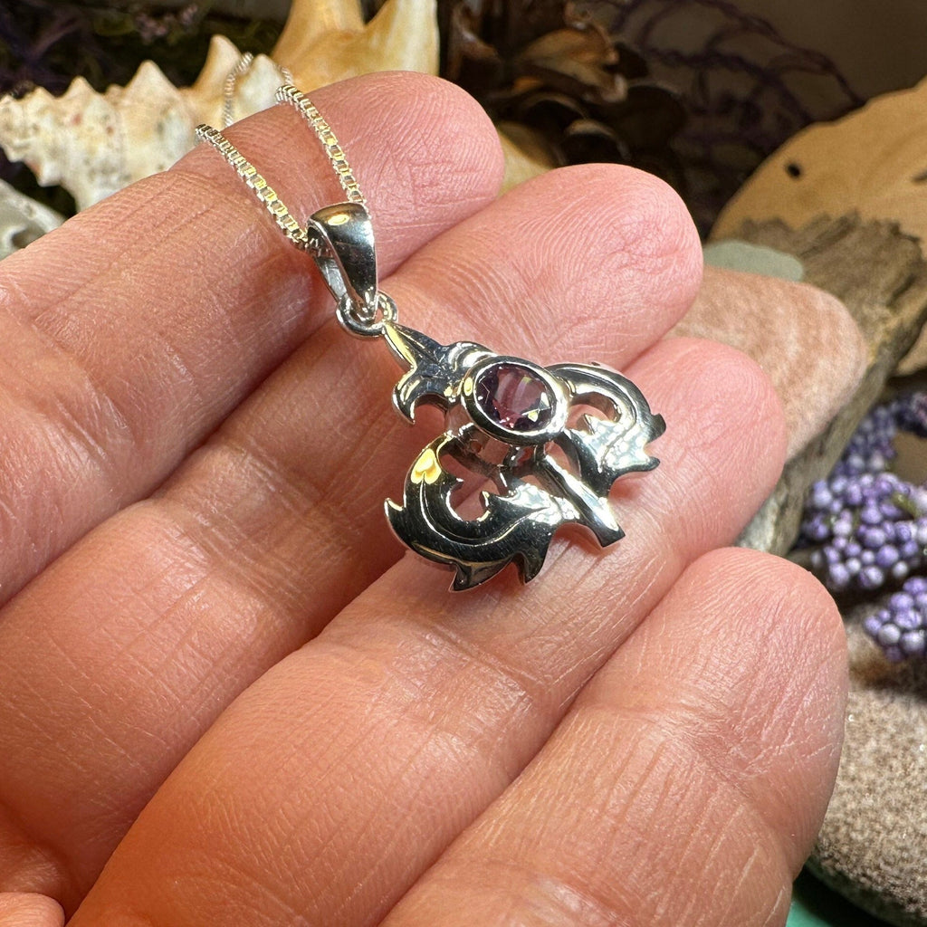 Lorraine Amethyst Scottish Thistle Necklace in Sterling Silver Pendant La Vie Bien Lorraine Amethyst Scottish Thistle Necklace in Sterling Silver