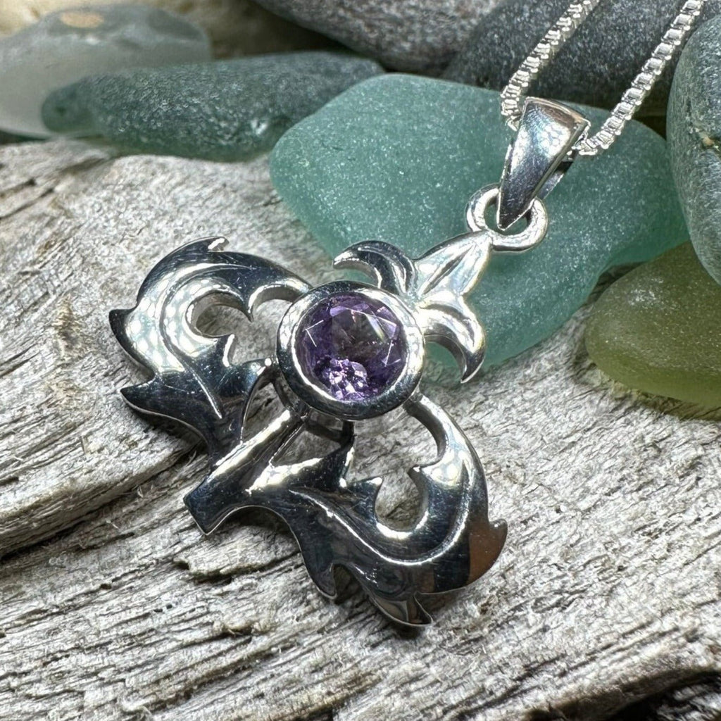 Lorraine Amethyst Scottish Thistle Necklace in Sterling Silver Pendant La Vie Bien Lorraine Amethyst Scottish Thistle Necklace in Sterling Silver